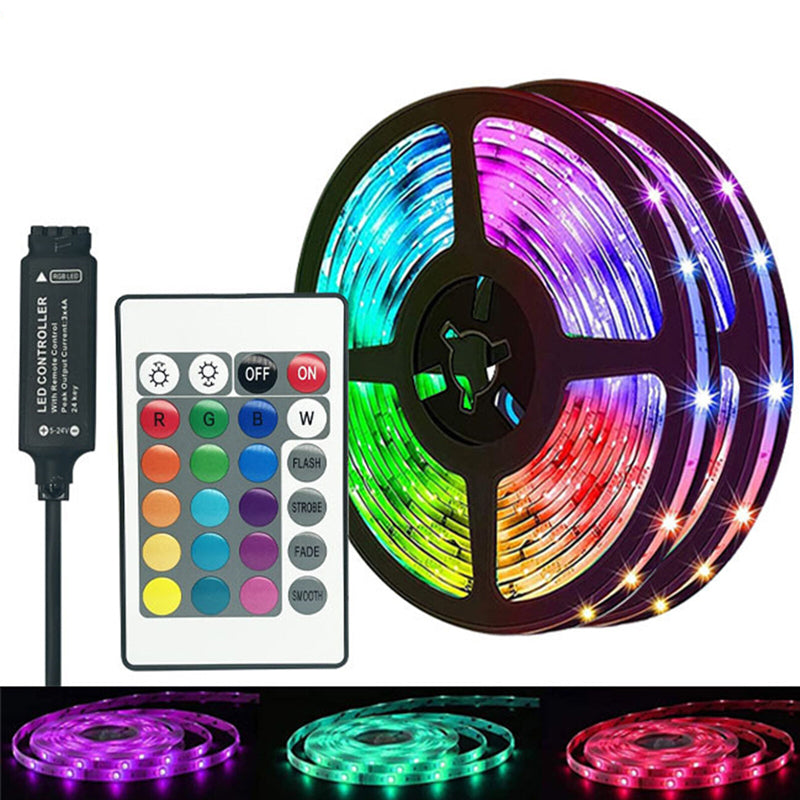 Gluschwein - TV-Hintergrundbeleuchtung LED-Streifen 5050RGB-Lampe mit +24-Tasten-Fernbedienung