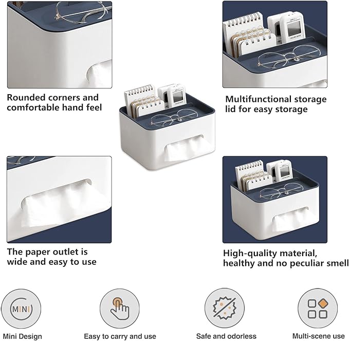 Caja de pañuelos multifuncional con organizador: para baño, oficina y sala de estar. 