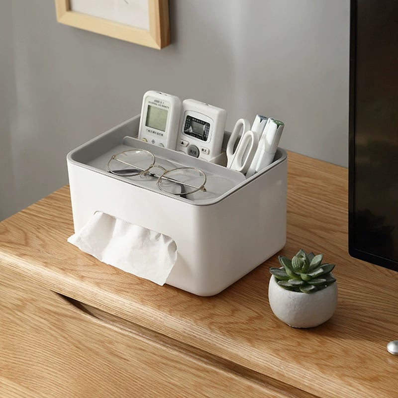 Caja de pañuelos multifuncional con organizador: para baño, oficina y sala de estar. 