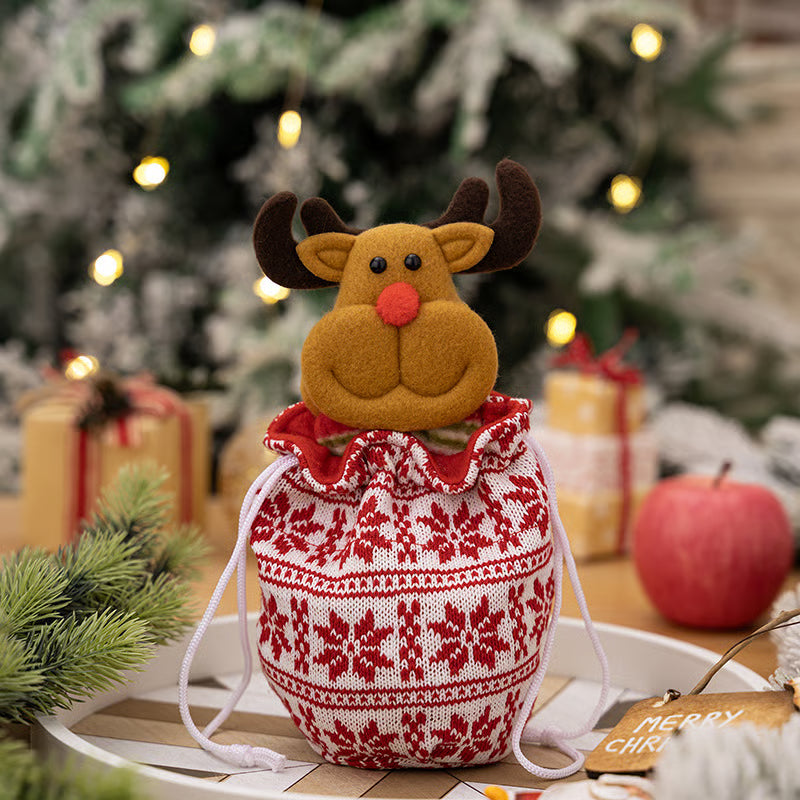 FestiveJoy – Gestrickte Weihnachtsgeschenkbeutel mit Puppe | 1+1 GRATIS