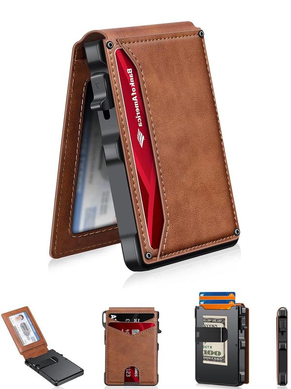Gluschwein - 💼49% RABATT! 🛡️ Schlankes Herren-Portemonnaie mit RFID-Schutz – Kartenfächer, Münzfach & Aluminium-Geldklammer 💳