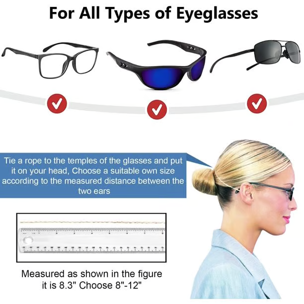 TieGlasses - Verstellbares Silikon-Brillenband – Rutschfest & Hautfreundlich