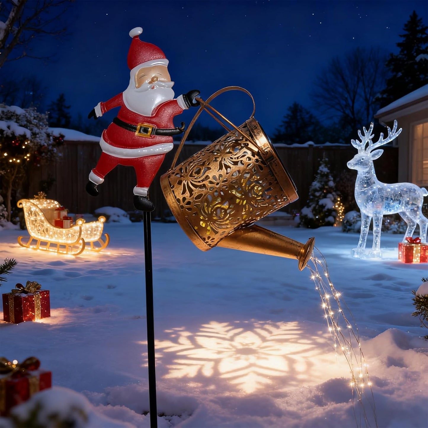 SolarSanta - Solar-Weihnachtsmann mit Lichterkette — Herzerwärmende LED-Lichterkaskade