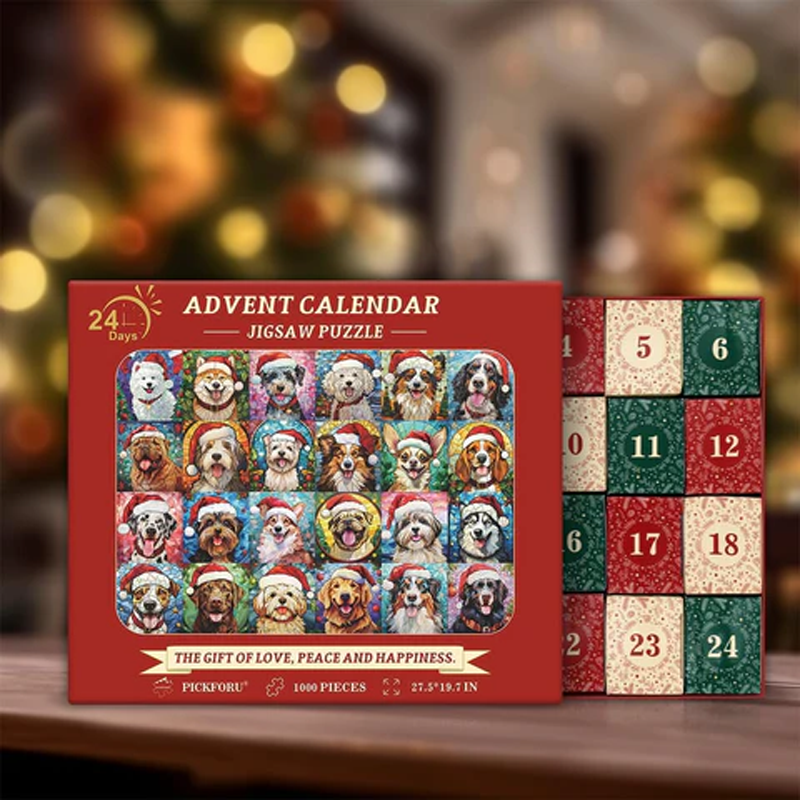 Puzzle Calendrier de l'Avent Joyeux Noël pour chiens