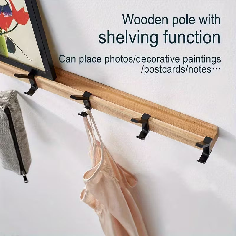 Gluschwein - Hanger Shelve - Wandgarderobe mit 5 Doppelhaken – Holz & Aluminium