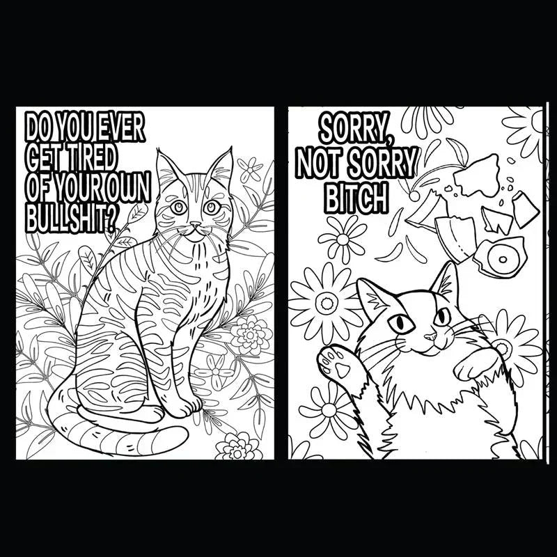 Livre de coloriage Funny Kitty Memes pour adultes, relaxation 