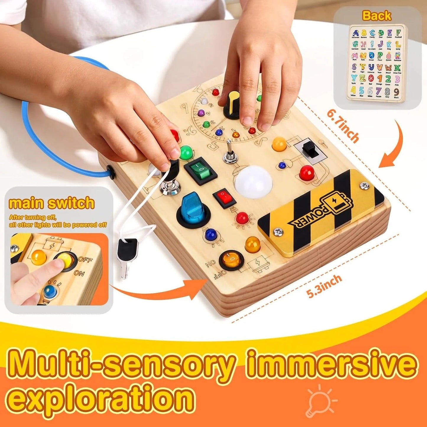 Gluschwein - Stimilus Board - Montessori-Sinnes-Schalt-Spielzeug aus Holz