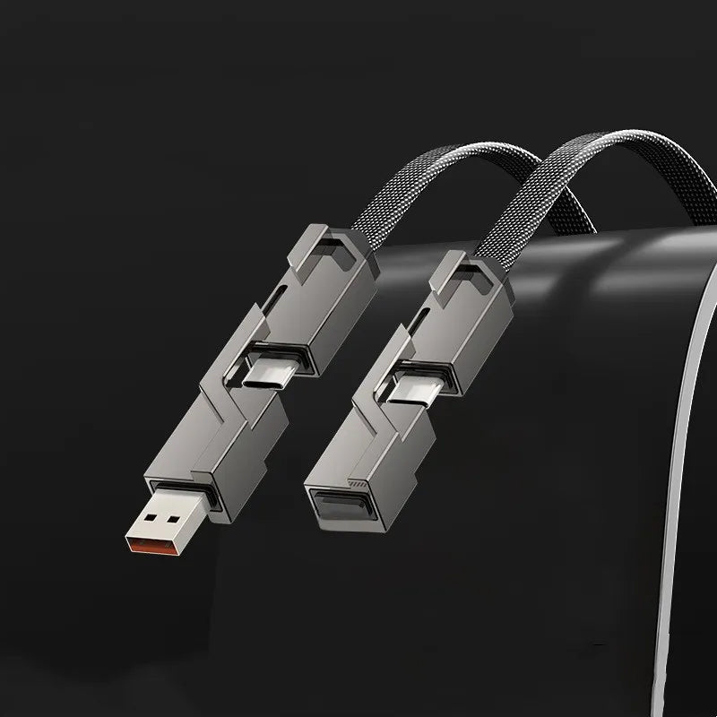 Gluschwein - 4-in-1-Ladekabel mit Flachgeflecht und Klettverschluss