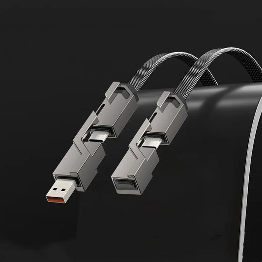 Gluschwein - 4-in-1-Ladekabel mit Flachgeflecht und Klettverschluss