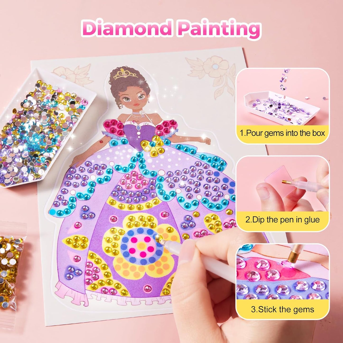 Gluschwein - Princess Art Studio - 4-in-1-Prinzessinnen-Kunststudio | Bastelbuch mit Make-up, Schmucksteinen und Folie