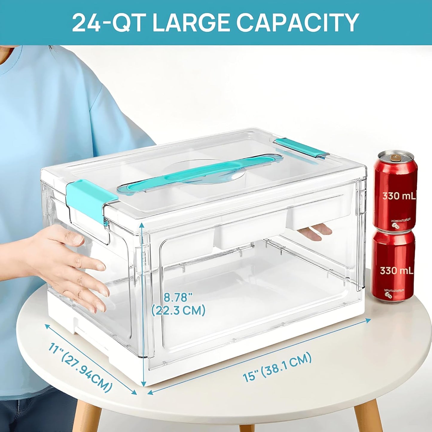 Clear Organizers - Aufbewahrungsbox mit herausnehmbaren Fächern und Trennwänden | Ideal zum Ordnen von Malutensilien, Spielzeug, Bastelbedarf usw
