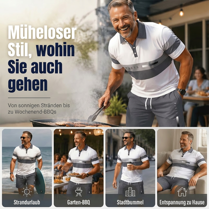 Gluschwein - 👕 2-teiliges Hemd- & Shorts-Set für Herren – bequem, atmungsaktiv & vielseitig für Sommer, Freizeit & Reisen ☀️🩳