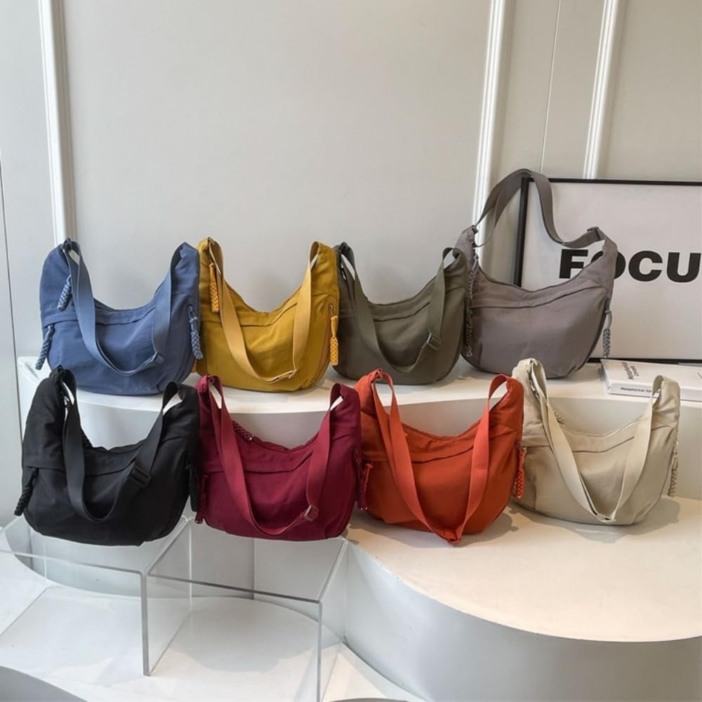 Einfarbig Nylon Crossbody Hobo Tasche