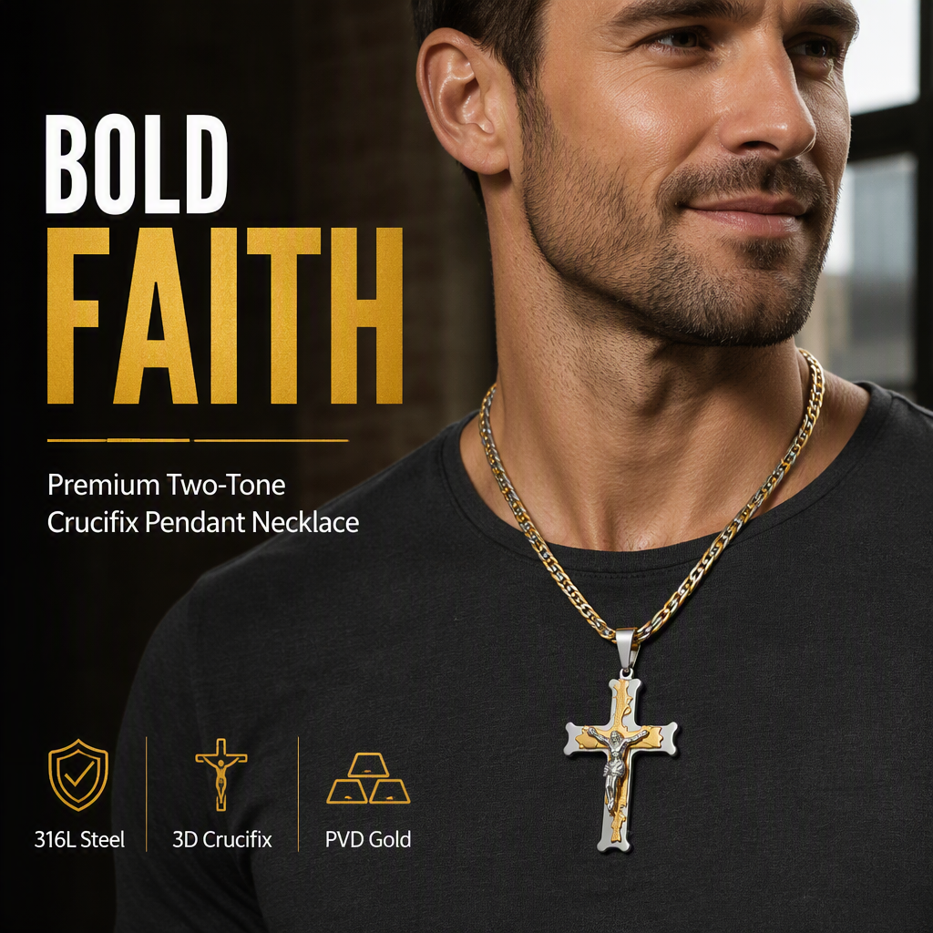 ✝️50 % RABATT⏰ Edelstahl‑Kruzifix‑Halskette, stilvolles Schmuckstück für Geschenk & Alltag