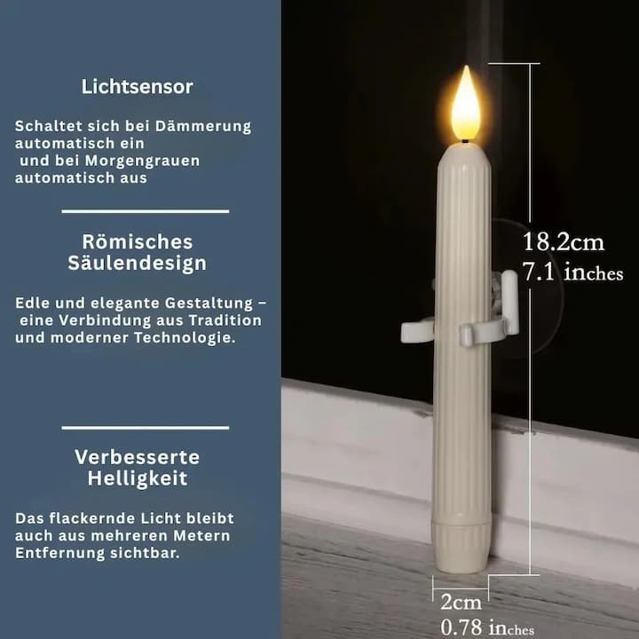 WindowCandles -  LED-Fensterkerzen mit Dämmerungssensor – Realistische, warmweiß flackernde Flamme für gemütliche Abende [6er-Set]