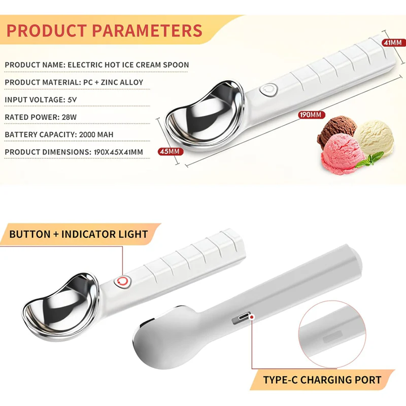 Heated Ice Cream Spoon - Eiscreme zu schöpfen war noch nie so einfach!