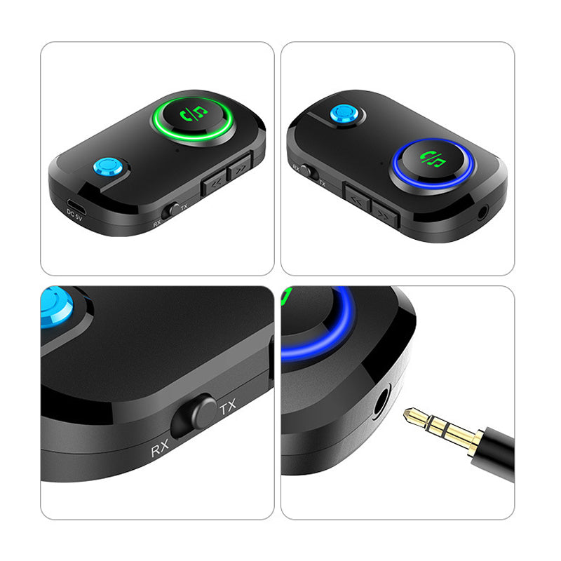 Gluschwein - 2in1 Bluetooth 5.0 Audio Transmitter / Receiver 3.5 mm Klinkeadapter - Schwarz