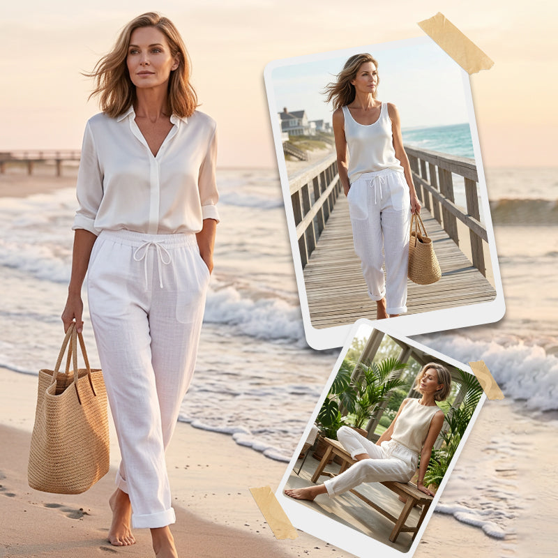 👖🌿 Damenhose aus Baumwolle & Leinen mit Elastischem Bund – Bequem, Atmungsaktiv & Lässiger Look 🥰（副本）