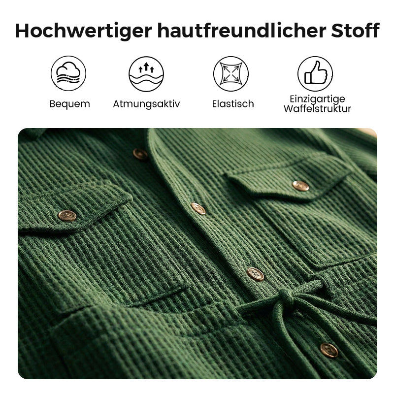🏃‍♀️ Es wird im Akkord weggeschnappt – zögern Sie nicht！🔥Herren-Set aus Waffel-Button-Down-Jacke und Hose