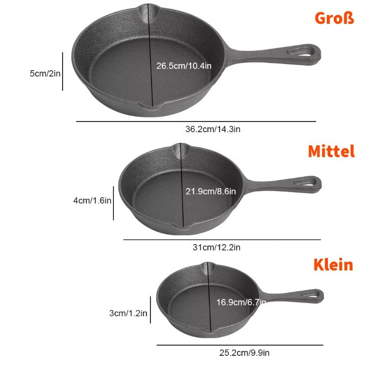 Gluschwein - CastIronPans - Gusseisen Pfannen Set (3-teiliges Set)