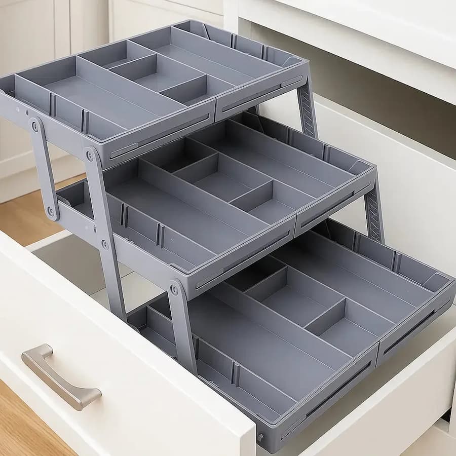 MakeUpTray - Organizador de cajones inteligente de 3 niveles: aprovecha al máximo tu espacio de almacenamiento