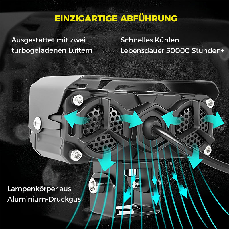 Gluschwein - Motorrad fahrende LED-Zusatzscheinwerfer