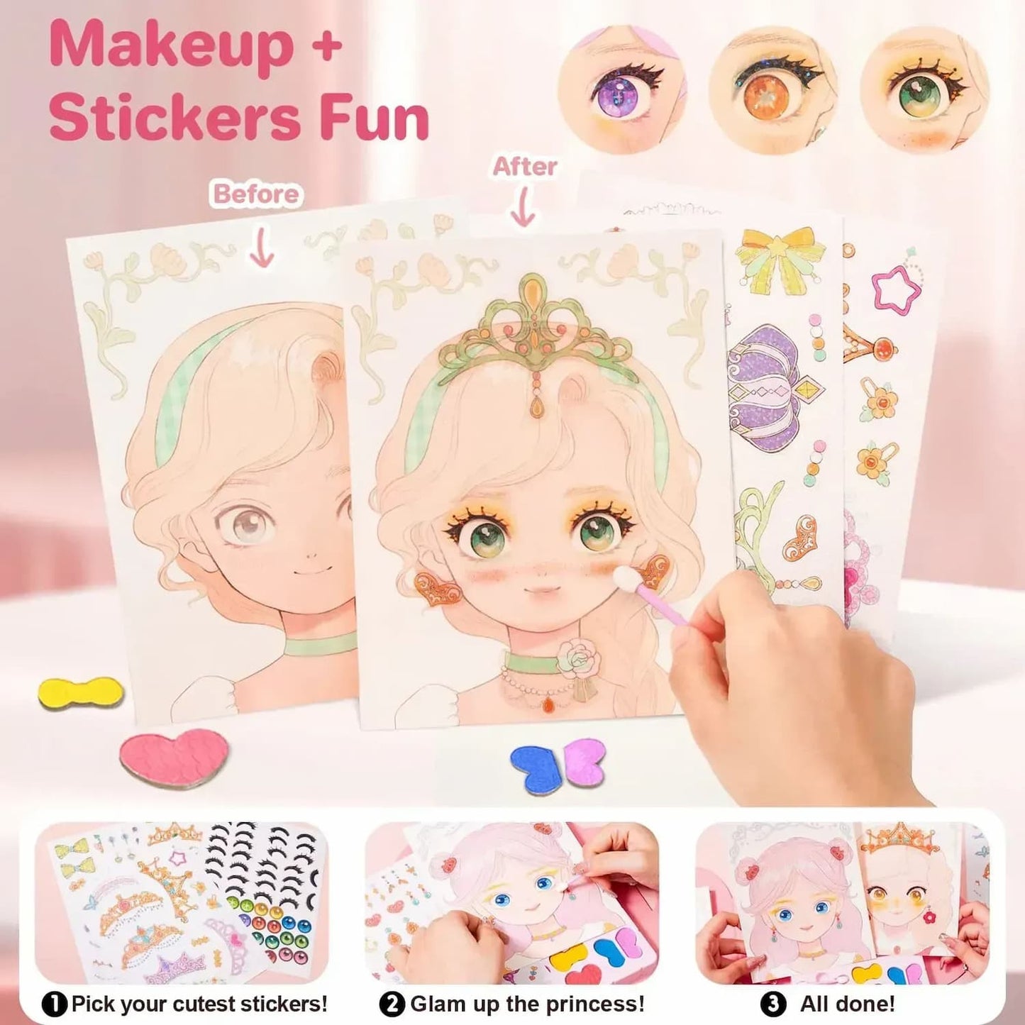 Gluschwein - Princess Art Studio - 4-in-1-Prinzessinnen-Kunststudio | Bastelbuch mit Make-up, Schmucksteinen und Folie