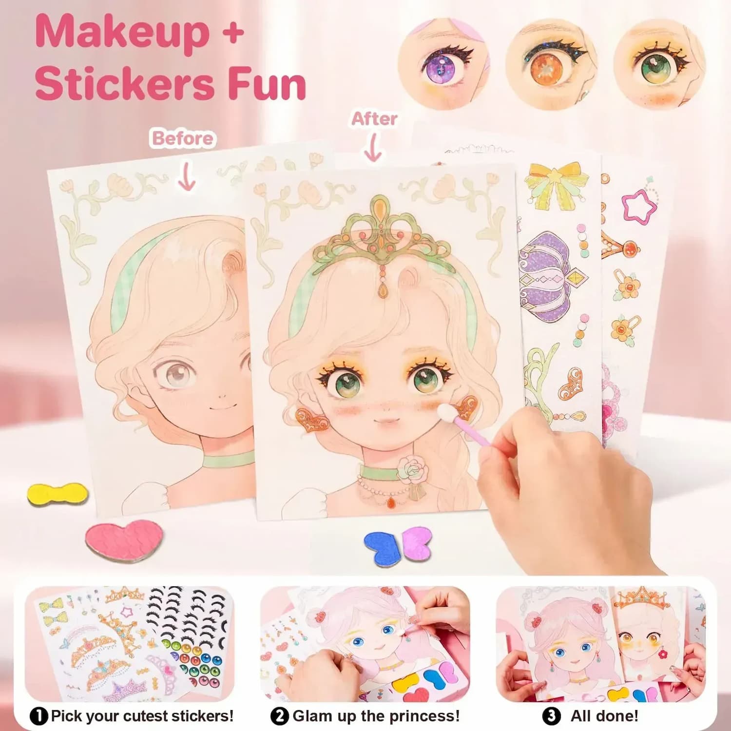 Gluschwein - Princess Art Studio - 4-in-1-Prinzessinnen-Kunststudio | Bastelbuch mit Make-up, Schmucksteinen und Folie