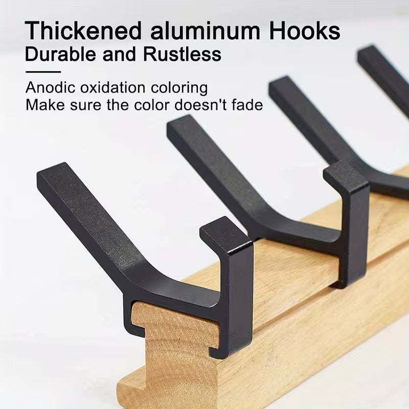 Gluschwein - Hanger Shelve - Wandgarderobe mit 5 Doppelhaken – Holz & Aluminium