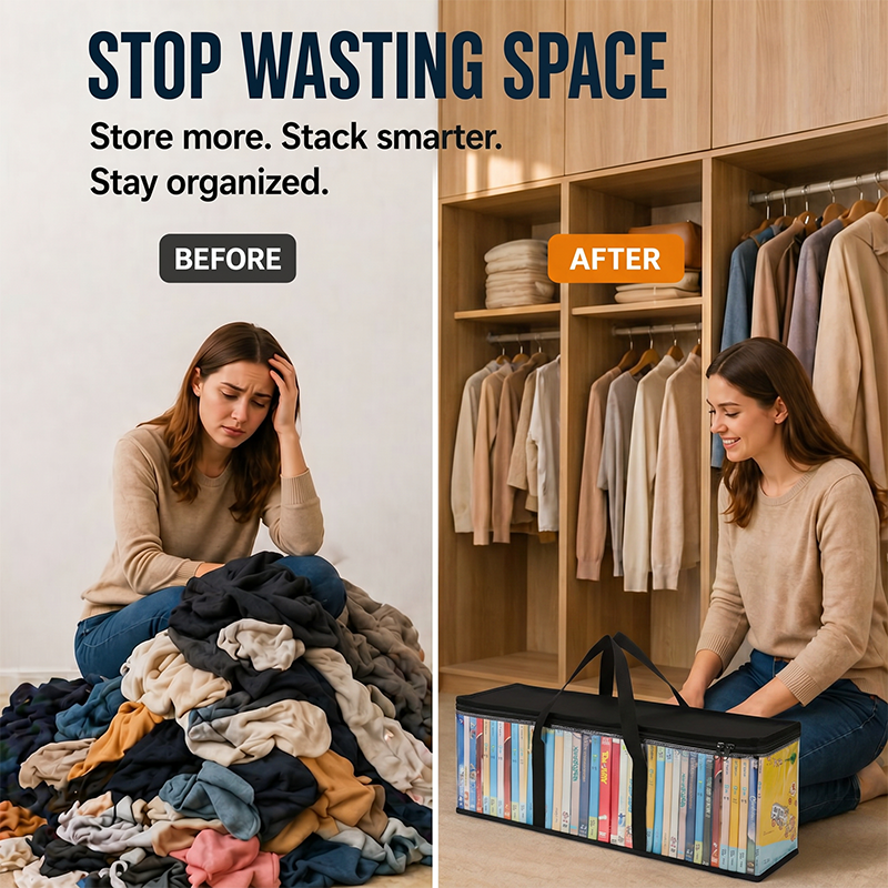🔥Zeitlich begrenztes Angebot: 50 % Rabatt! 📦Große, robuste, dicke, transparente Aufbewahrungstasche aus Kunststoff für Kleidung, Umzug & Lagerung