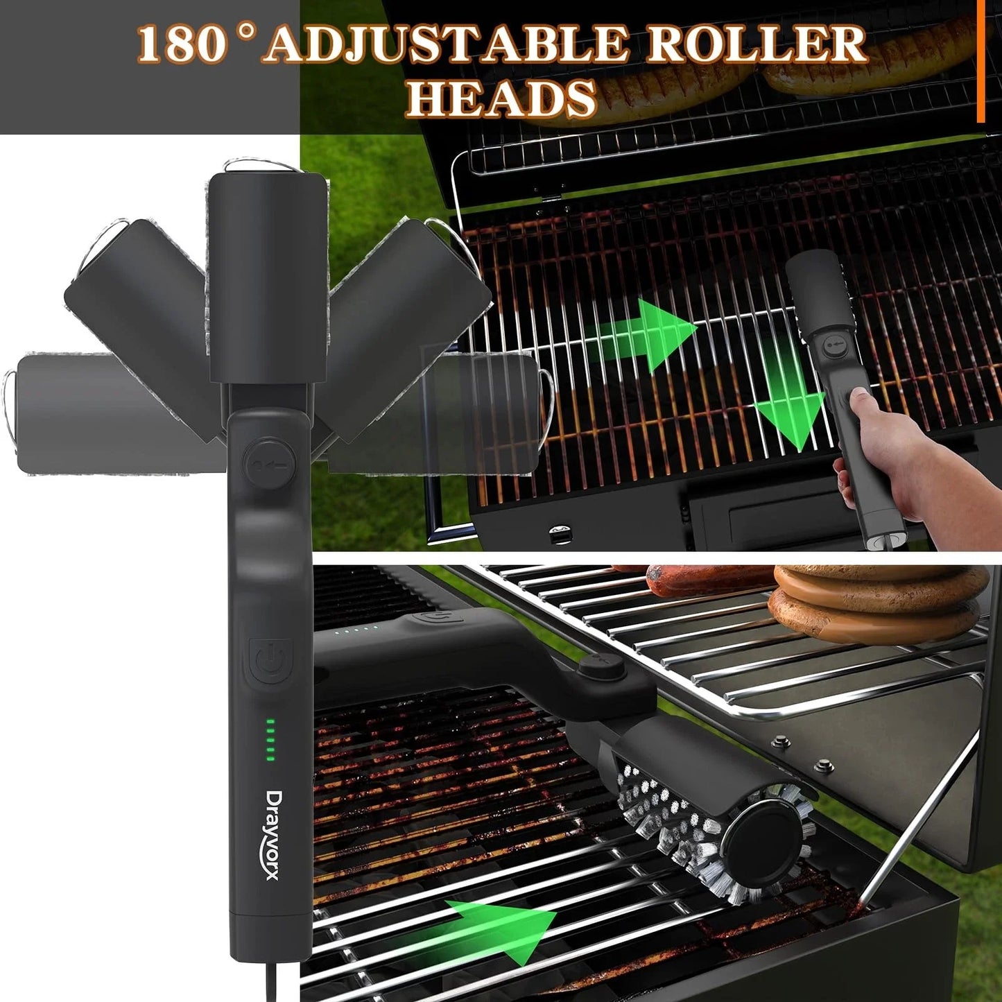 Gluschwein - Electric BBQ Grill Brush - So reinigen Sie Ihren Grill am effektivsten | Kabellos und wiederaufladbar