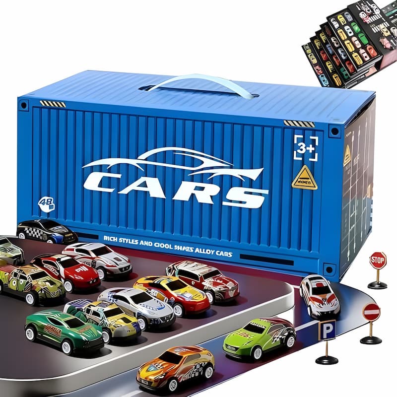 CarContainer - Mini-Rückzugsmotorwagen-Set mit integrierter Garage