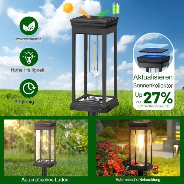 RecaLamp - Solar-Gartenleuchten im Laternenstil – Warmweißes Licht für Wege & Beete [2er-Set]