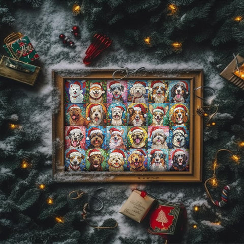 Puzzle Calendrier de l'Avent Joyeux Noël pour chiens