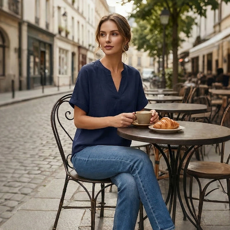 Gluschwein - 🌸 Frühjahrsverkauf 49% RABATT 👕 Modisches lockeres einfarbiges Kurzarm-Oberteil