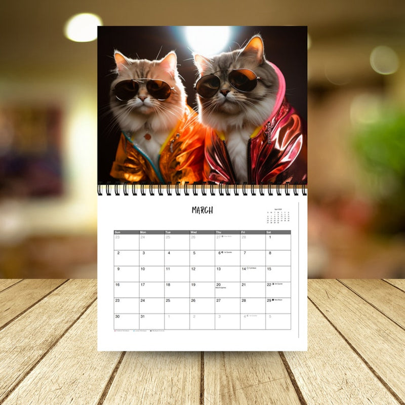 Gluschwein - 2025 Stilvoller Katzenkalender/Geschenk für Katzenliebhaber