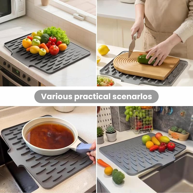 DrainMat - Tapis de séchage et de protection thermique en silicone — Flexible et sans BPA