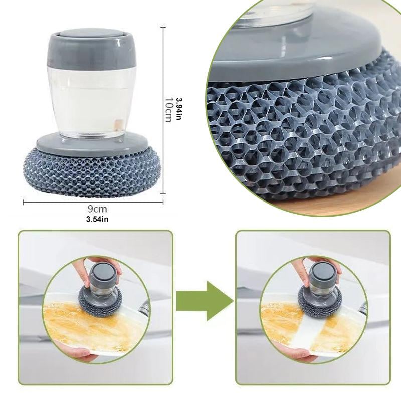 Horuvera - Cepillo para platos de cocina con dispensador de jabón - antibacteriano y resistente al moho