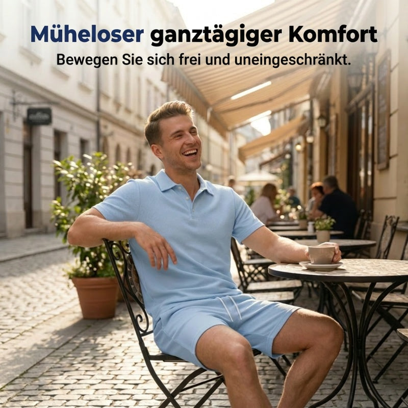 🔥Solange der Vorrat reicht 40 % Rabatt!🎉Zweiteiliges Sommer-Set für Herren aus Polohemd und Shorts