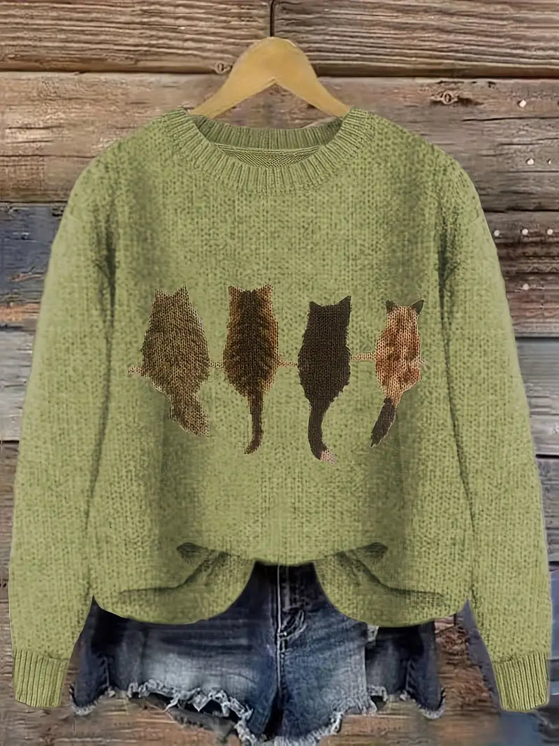 Urvana - Langarm Pullover Mit Katzen Drucken