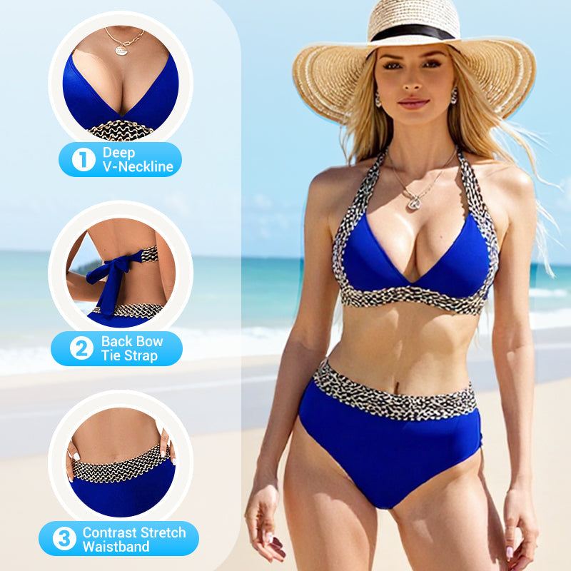 🔥👙Sexy Damen-Badeanzug mit V-Ausschnitt und Wellenmuster für den Urlaub