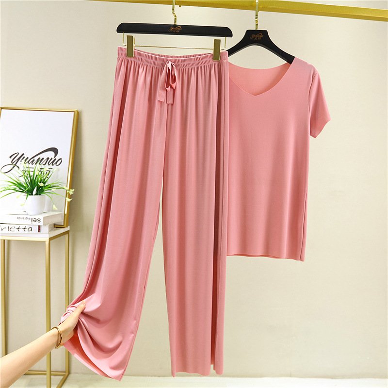 Gluschwein - ✨Begrenztes Zeitangebot: 49% Rabatt💥Weiches und bequemes Ice Silk T-Shirt mit kurzen Ärmeln Zweiteiliges Set Lose Hose mit weitem Bein