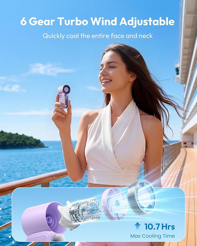 🌀Nur 16.99€ diesen Sommer!!!💨Mini-Handventilator mit LED-Anzeige –👍5-stufiger Turbo-Ventilator im Taschenformat.✨Über USB aufladbar, schnelle Kühlung für Reisen und beim Schminken. Das perfekte Geschenk.  Tragbare Kühlung