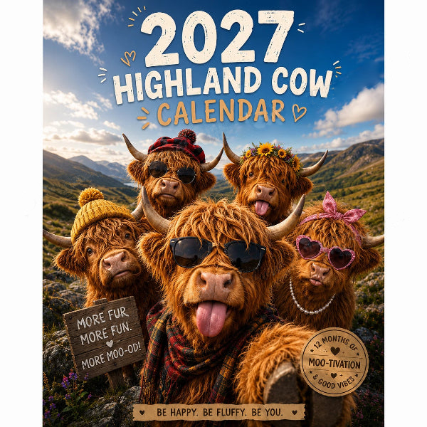 Gluschwein - 🐮 JETZT 50 % RABATT! 🗓️ Lustiger Wandkalender 2027 mit Hochlandrindern – A4-Format zum Aufhängen, charmantes Design und ein ganzes Jahr voller Spaß – Perfekt für Zuhause, Büro oder als Geschenk ✨