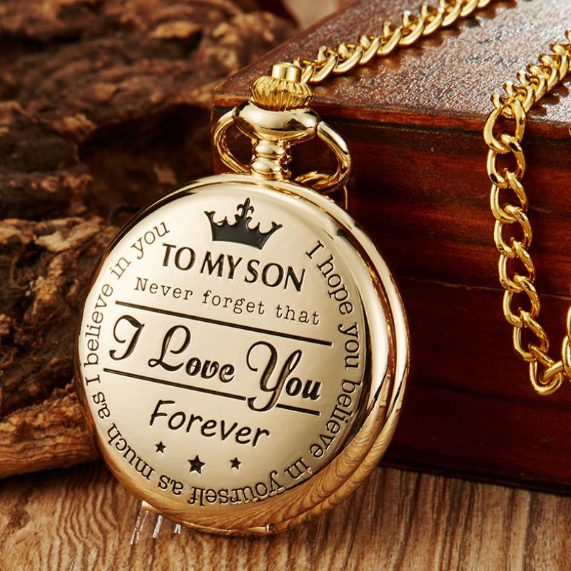 Gluschwein - "To My Son" Quarz-Taschenuhr Golden-To Son