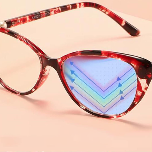 Gluschwein - Modische Cat-Eye-Zoom-HD-Anti-Blaulicht-Lesebrille für Damen