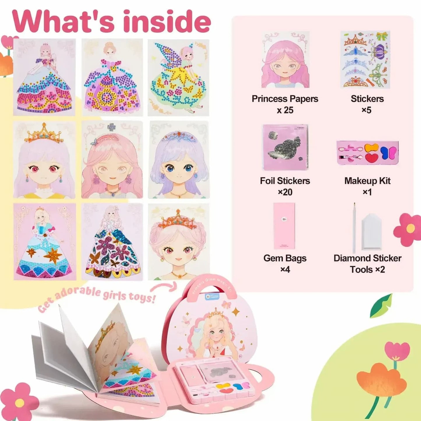 Gluschwein - Princess Art Studio - 4-in-1-Prinzessinnen-Kunststudio | Bastelbuch mit Make-up, Schmucksteinen und Folie