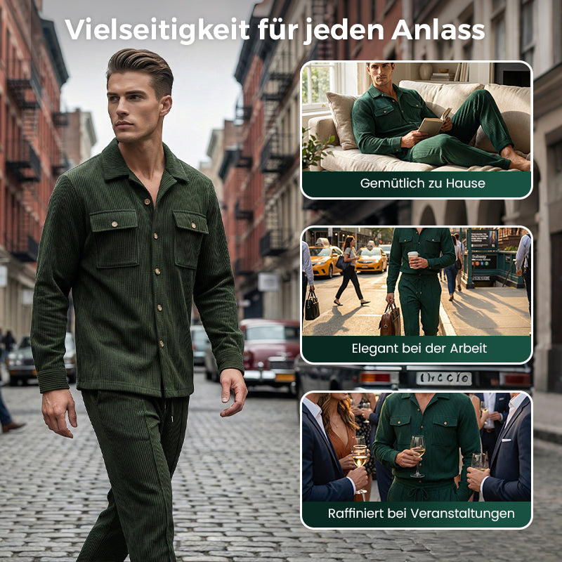 🏃‍♀️ Es wird im Akkord weggeschnappt – zögern Sie nicht！🔥Herren-Set aus Waffel-Button-Down-Jacke und Hose