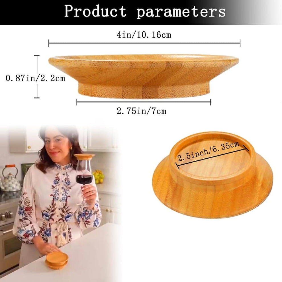 WineGlassPlate - Porte-verres à vin en bambou — Élégant porte-verres pour vos soirées œnologiques