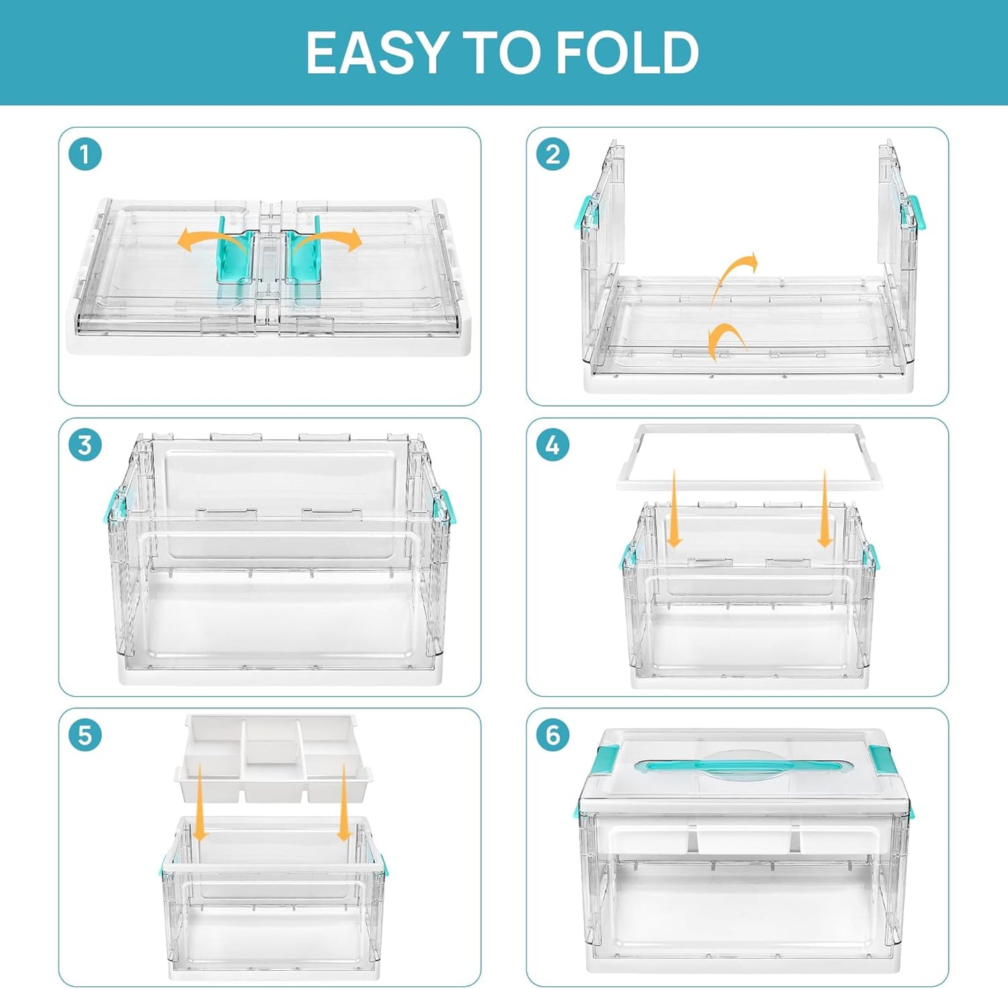 Clear Organizers - Aufbewahrungsbox mit herausnehmbaren Fächern und Trennwänden | Ideal zum Ordnen von Malutensilien, Spielzeug, Bastelbedarf usw